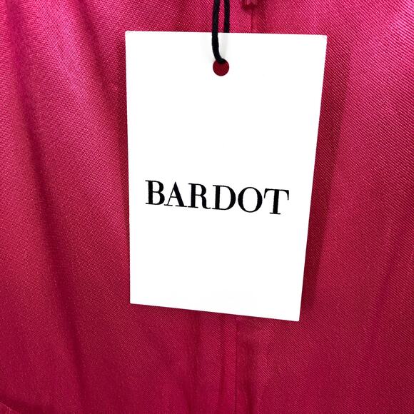 BARDOT Women's Zadie Midi Dress XS US 4 Raspberry Pink Satin Ruched NWT - Picture 14 of 16